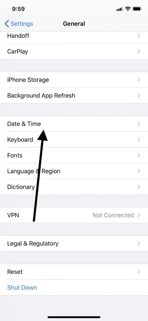 Establecer fecha y hora para la falla de activación de iMessage