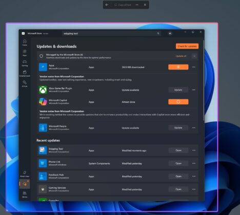 Extracción de texto en Windows 11 a través de Snipping