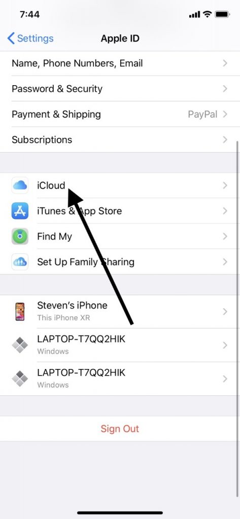 Use iCloud para el proceso de conmutación de datos