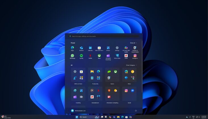 Menú de inicio de Windows 11 25h2