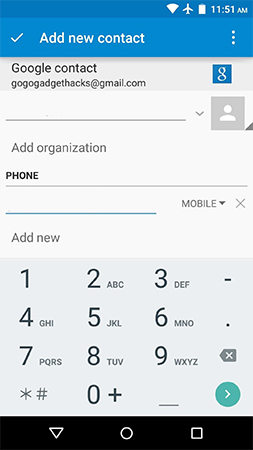 Android Agregar nuevos contactos