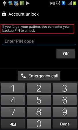 Desbloquear Pin para Android con PIN de copia de seguridad