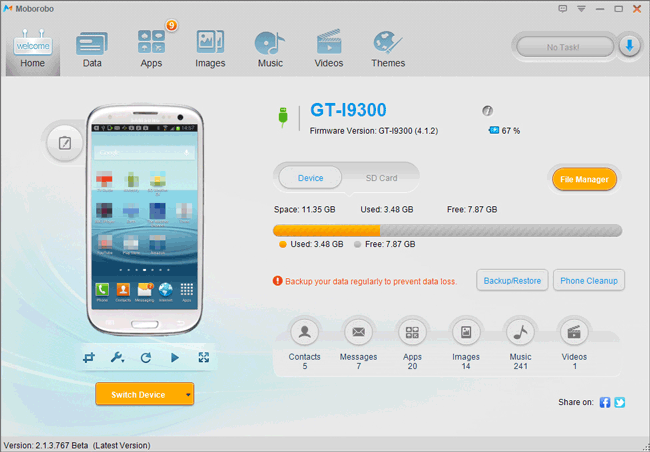 Copia de seguridad del teléfono Android para software para PC como Moborobo