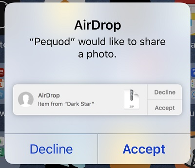 Solicitud de aprobación de AirDrop
