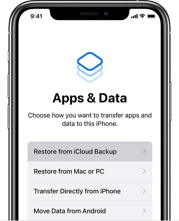 Restaurar iPhone 12 desde la copia de seguridad después del reinicio de fábrica completado