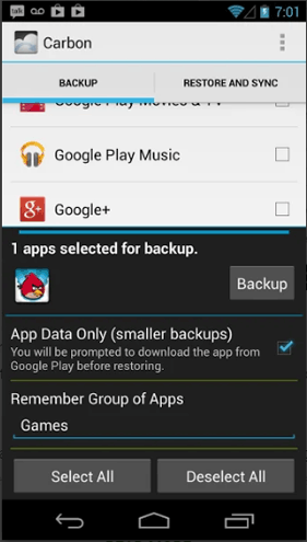 Copia de seguridad de aplicaciones de Android como helio