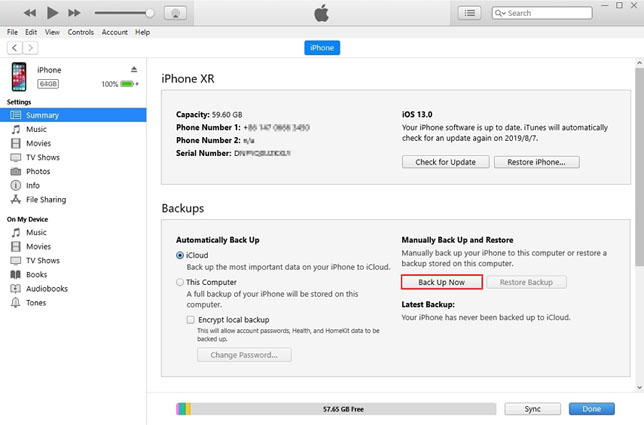 copia de seguridad iOS 17 con iTunes