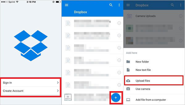 Subir archivos de iPhone a Dropbox