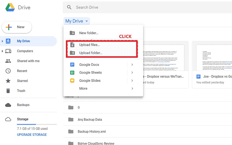 Chat de línea de respaldo en PC con Google Drive