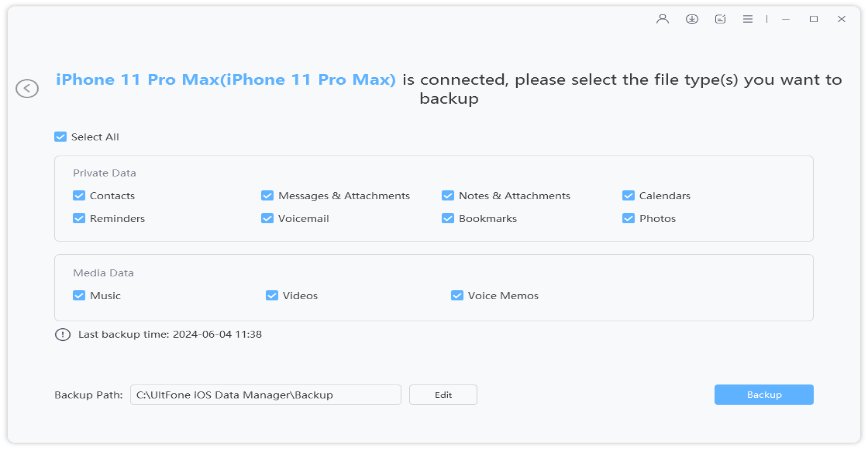 Realice una copia de seguridad de iPhone usando Ultfone IOS Data Manager