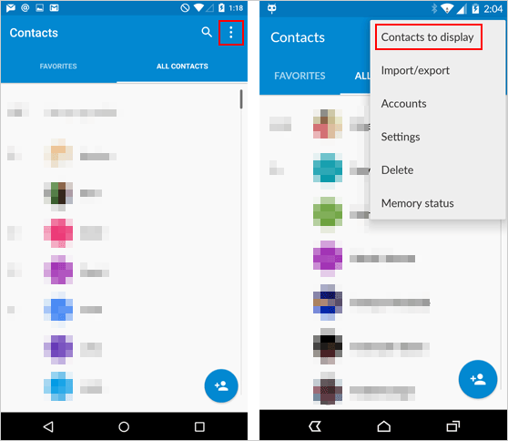 Verificar la pantalla de contactos para arreglar los contactos de Android desapareció