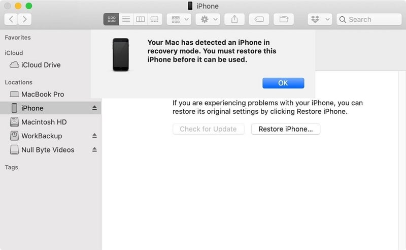 iPhone atascado en la reparación de búsqueda ahora