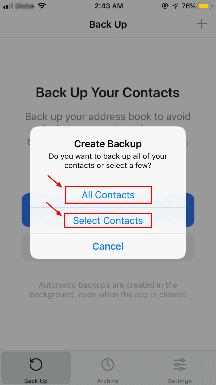 Copia de seguridad de todo el contacto de iPhone