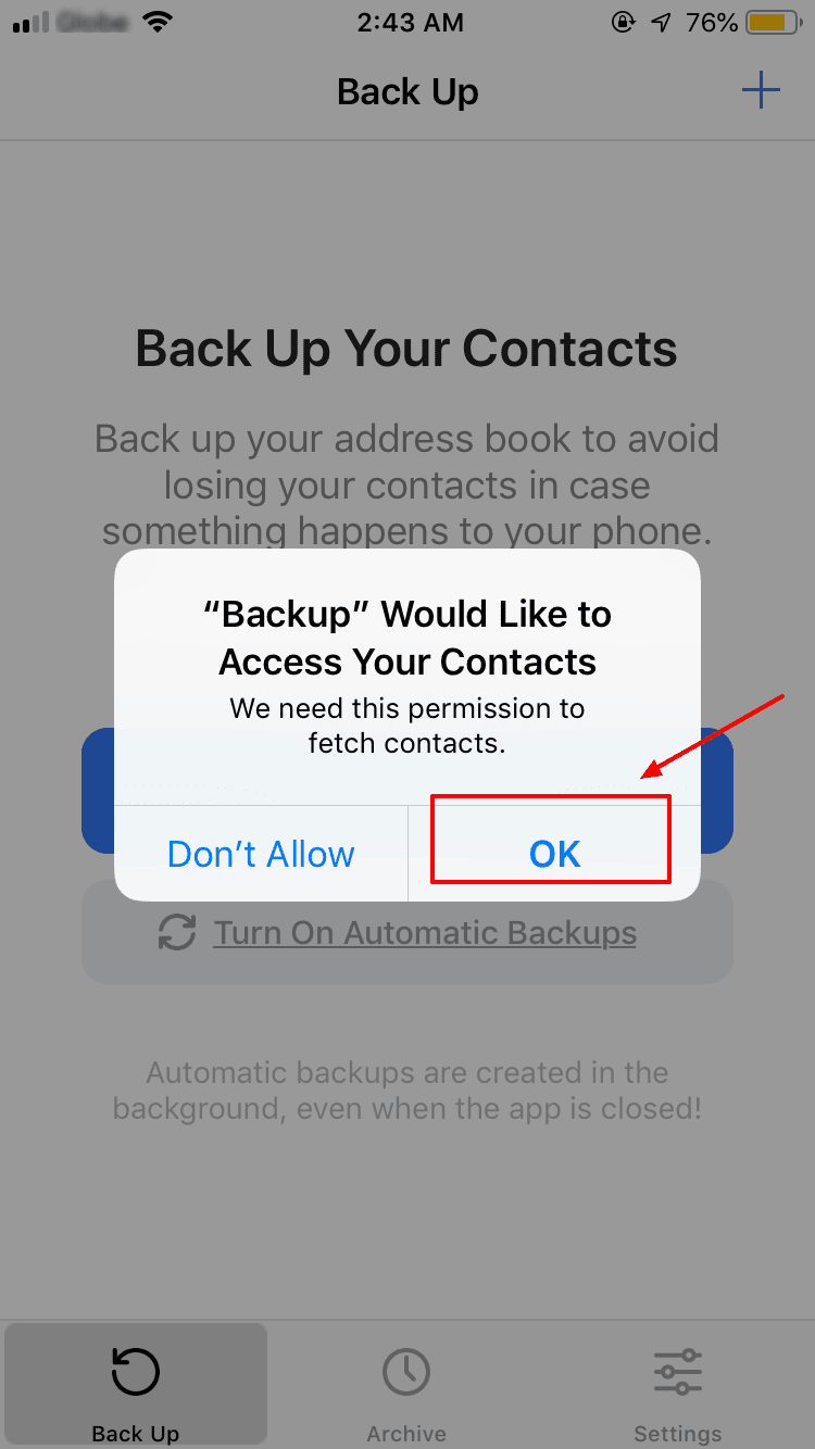 Acceda a los contactos de iPhone para la copia de seguridad
