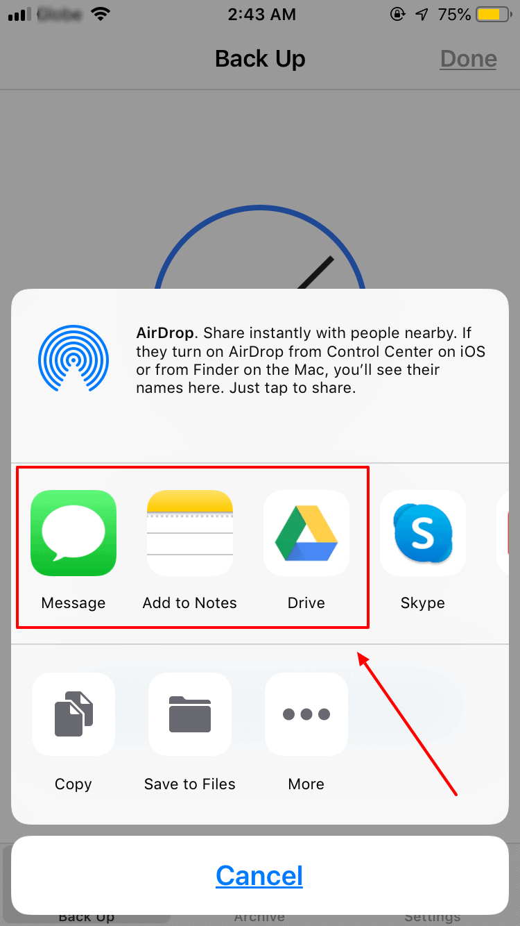 Compartir la copia de seguridad de los contactos de iPhone