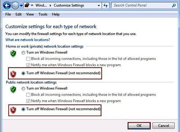 Desactivar el software de seguridad