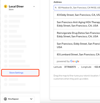 Cómo cambiar la ubicación de la tienda en la aplicación Dasher