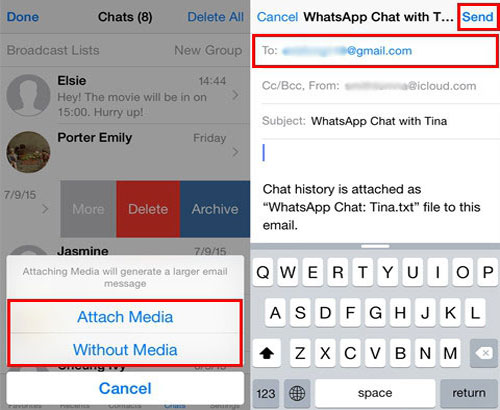 Mensajes de WhatsApp de respaldo Android exportando chats