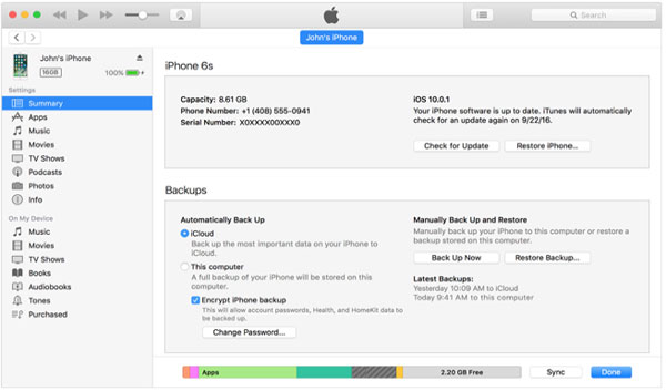 Sync iPhone con iTunes