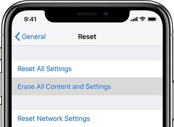 borrar todo el contenido y la configuración