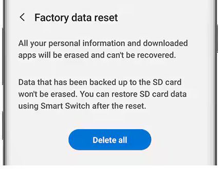 Restablecimiento de fábrica Samsung Teléfono