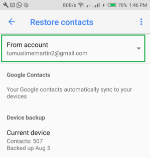 Cómo restaurar los contactos desde Google Backup