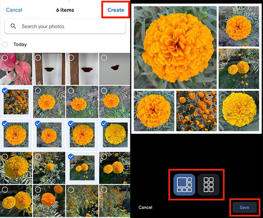 Collage de fotos de iPhone a través de Google Photos