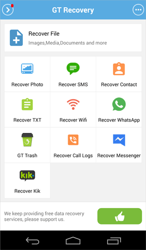 Recuperar archivos eliminados en Android sin PC usando GT Recovery