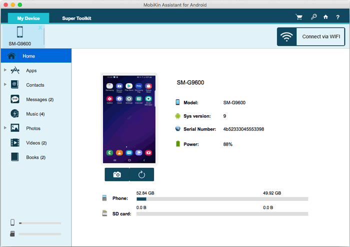 Conecte el teléfono Android a Mac a través de wifi