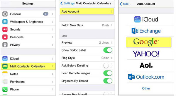Transfiera los contactos de Gmail al iPhone