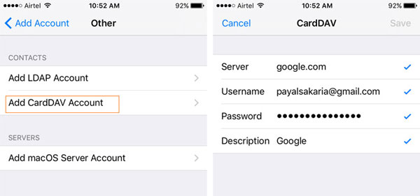 Mueva los contactos de Gmail al iPhone