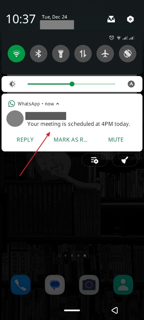 Panel de notificación de acceso Android