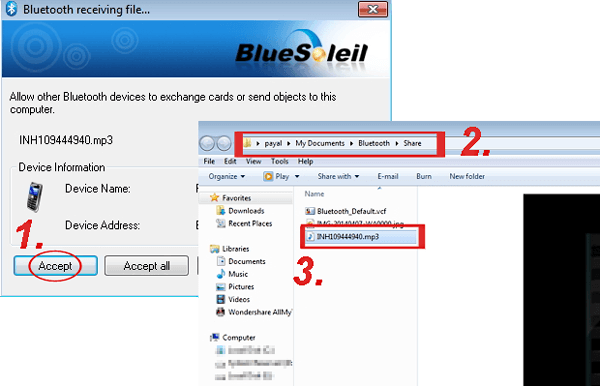 Transfiera archivos de Samsung a PC por Bluetooth