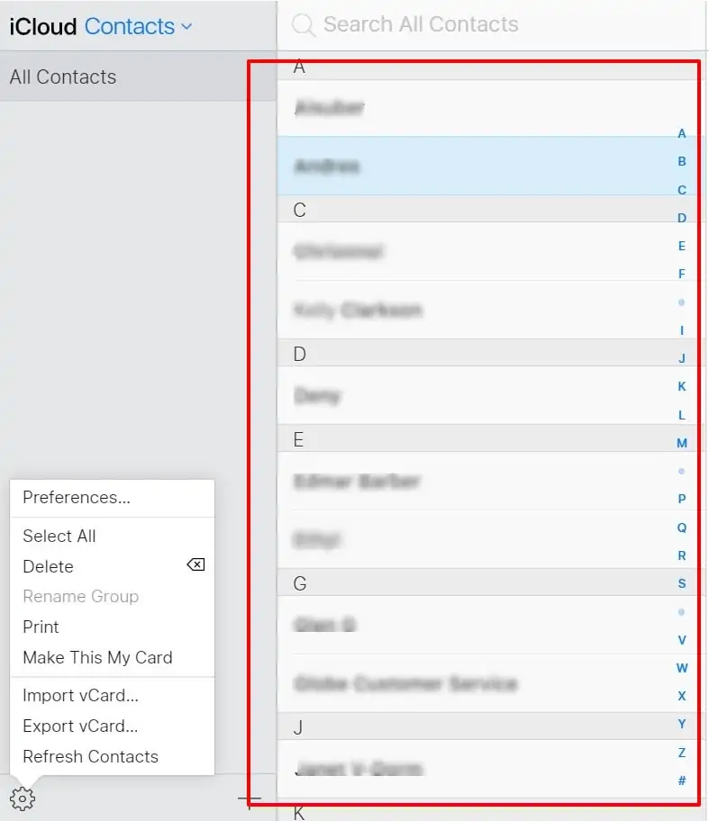 Importar todos los contactos de iPhone