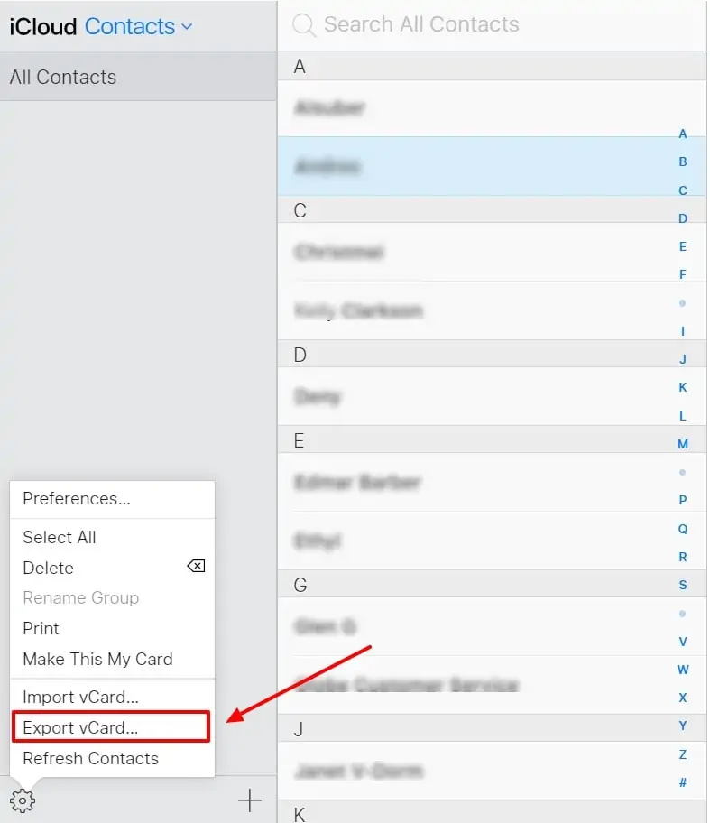 Descargar contactos de iPhone importados
