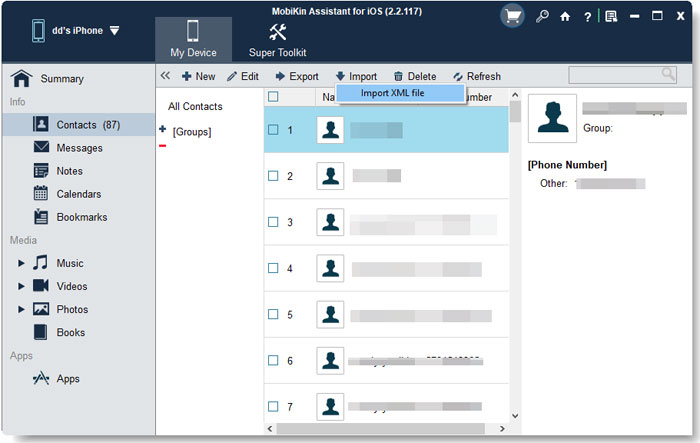 Importar contactos de PC a iPhone
