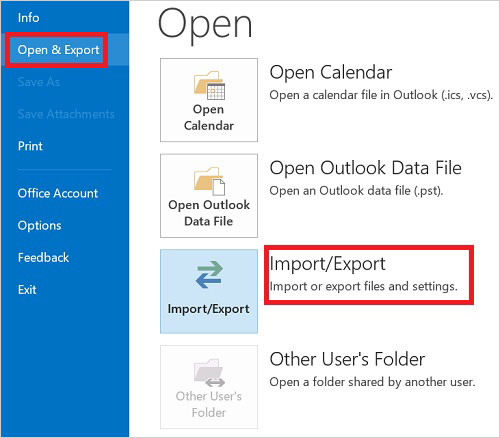 Cómo exportar los contactos de Outlook para sobresalir a través de la opción de importación o exportación