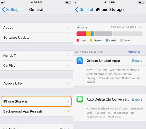 Verifique el espacio de almacenamiento en el iPhone
