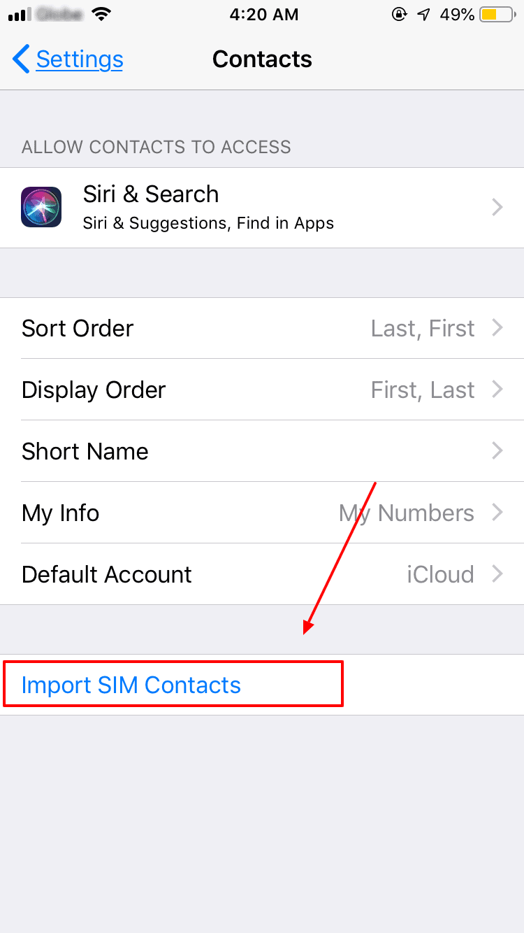 Importar contactos de iPhone SIM