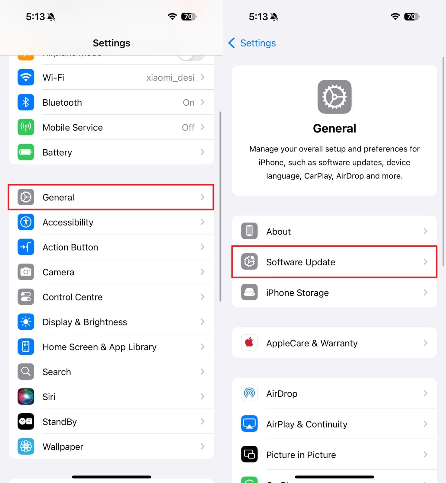 Proceda con la actualización de software