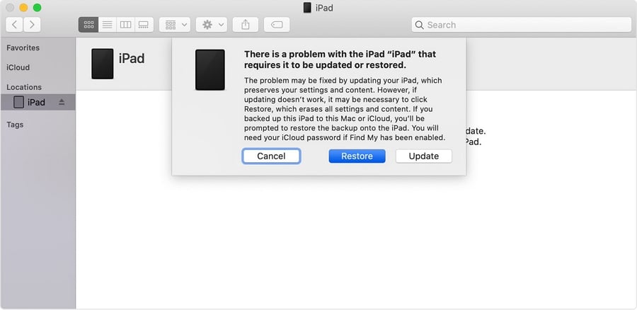 Restaurar iPad en modo de recuperación