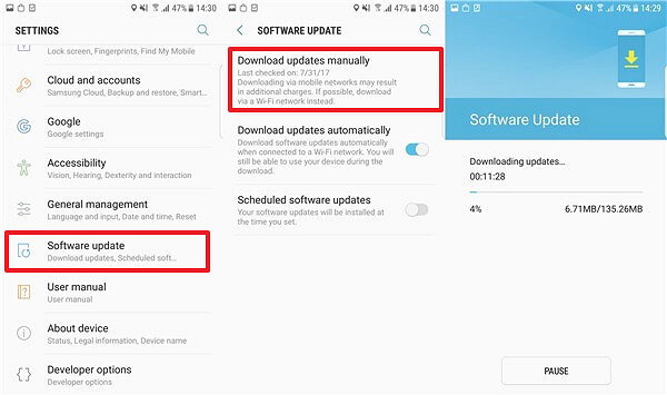 Actualizar software en Samsung