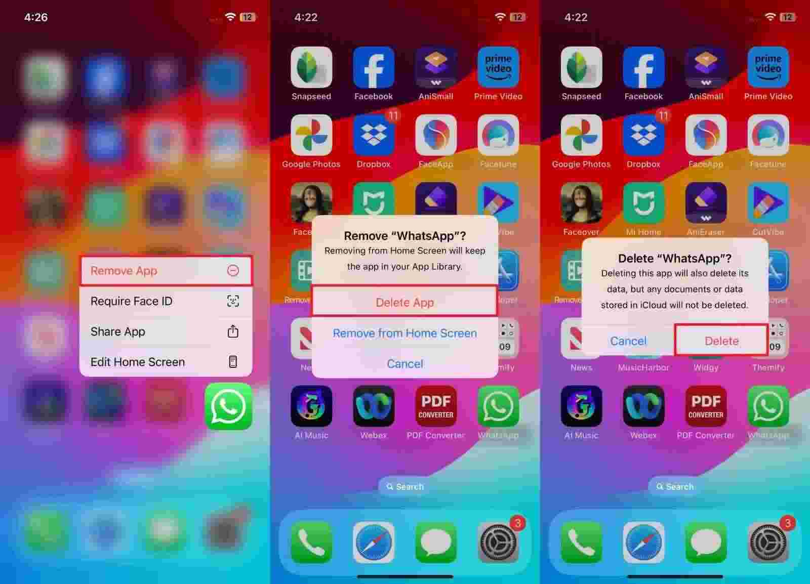 Continuar eliminando WhatsApp del iPhone