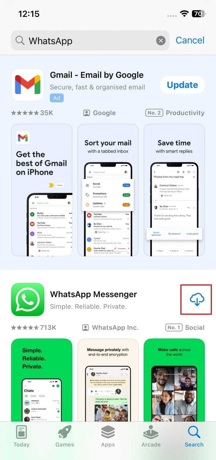 De nuevo descarga WhatsApp de App Store