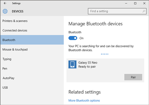 Habilitar Bluetooth en Windows