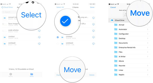 Cómo mover archivos en iCloud Drive