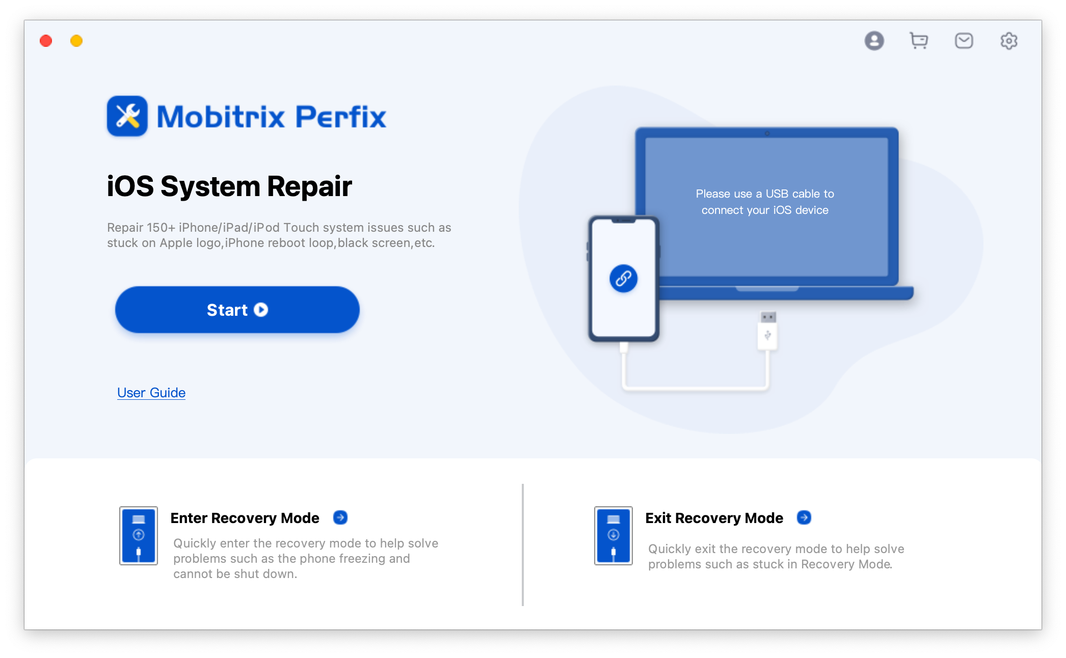 Mobitrix Perfix - ¡Comienza! - Interfaz principal