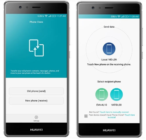 Seleccione el teléfono nuevo para recibir datos
