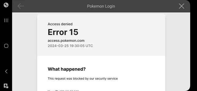 Pokemon Go Error 15