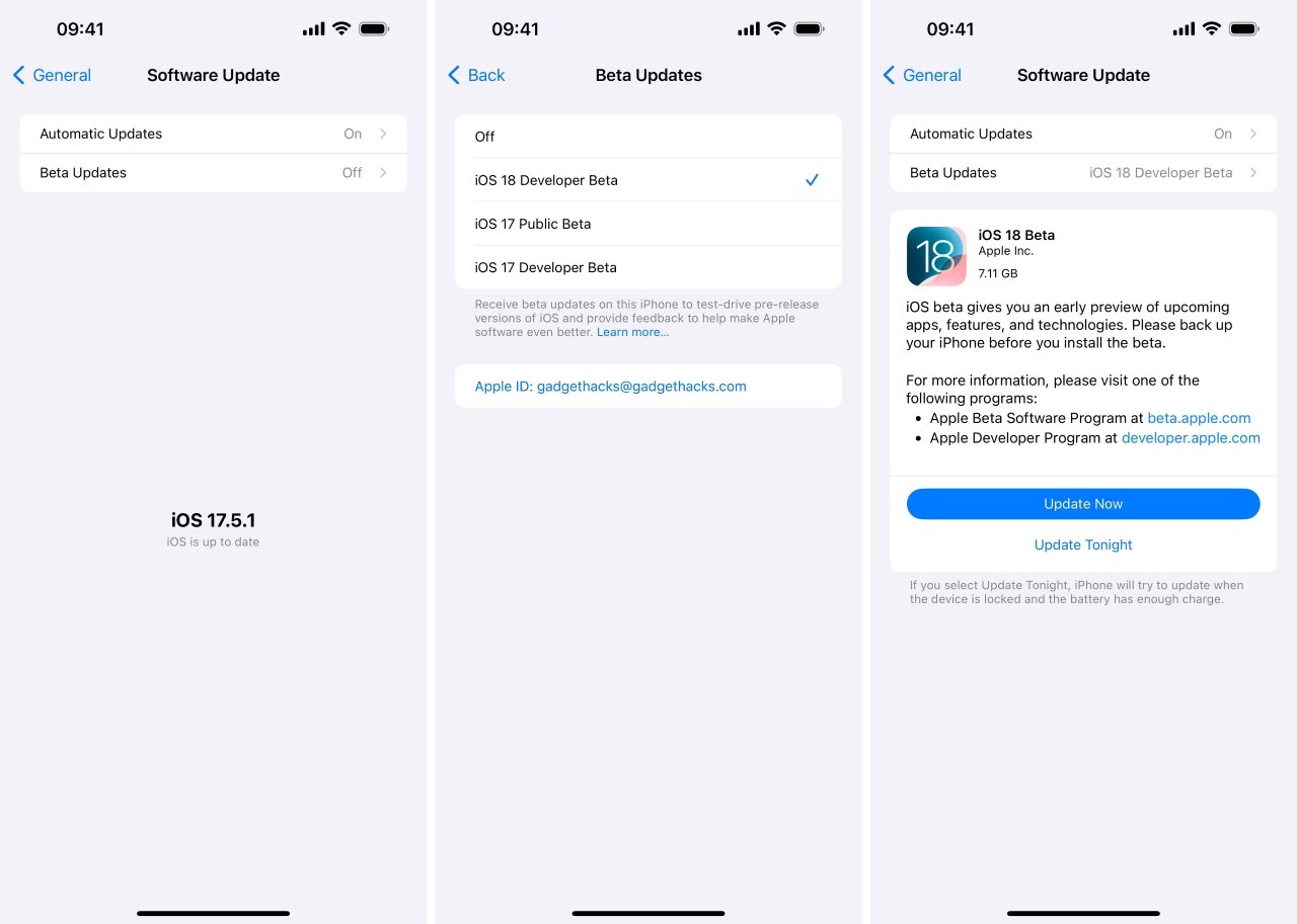 Actualización de iOS 18 beta